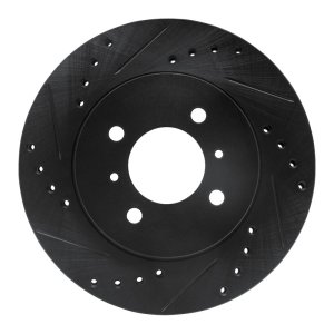 Mitsubishi Mirage Brake Rotor (1) - Front Left - R1 Concepts - Drilled & Slotted - Black - `98-`07